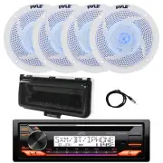 JVC Marine Bluetooth CD Receiver, 4x 8" 320W LED Speaker, Cover (White), Antenna