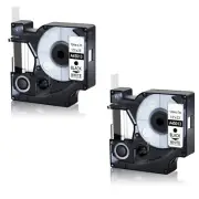 2PK Black on White Label Tape For Dymo D1 45013 Labelmanager 210D 280 360D 12mm
