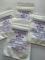 4-pack Orthodontic Elastics Rubber Bands 1/8" Medium 4.5oz force, Size 3.2mm