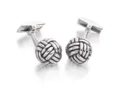 Hoxton Mens Sterling Silver Oval Weave Cufflinks