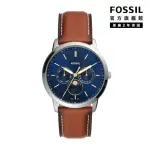 【FOSSIL 官方旗艦館】NEUTRA MINIMALIST 三眼月相男錶 咖啡色皮革錶帶 手錶 42MM FS5903