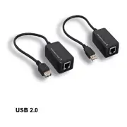 [10X] Black USB Extension Over Ethernet RJ45 Adapter 12Mbps Extend to 200Feet