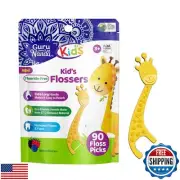 GuruNanda Dental Floss Picks for Kids, Extra-Long Giraffe-Shaped Picks, Fluor