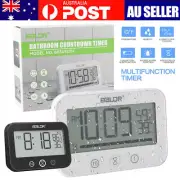 Digital LCD Waterproof Shower Wall Clock Timer Alarm Temperature Humidity Meter