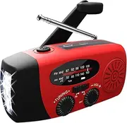 GUYOS Emergency Radio Hand Crank Solar Weather Radio 1200mAh AM/FM/NOAA Emergency Weather Radio Portable with Solar Charging & Hand Crank & Battery Operated LED Flashlight Cell