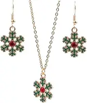 [FRCOLOR] 1 Set Christmas Snowflake Jewelry Earring and Necklace Accessory for Women for Festive Gatherings and Holiday Celebrations