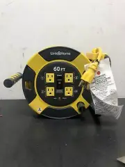 Link2home EM-EL-600-N 60 ft. Extension Cord Reel with 4 Outlets & Circuit Breake