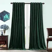 Benedeco Dark Green Velvet Curtains for Bedroom Window with Back Tab, Super Soft Vintage Luxury Heavy Drapes, Room Darkening Thermal Insulated Curtain for Living Room, W52 by L108 inches, 2 Panels