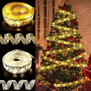 Ribbon Fairy Lights Christmas Tree Ornaments Christmas Decorations for Home Xmas