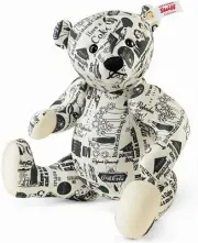 Steiff Coca-Cola Heritage Pattern Bear White Black 11" NEW