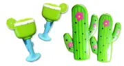2 Set (4 Ct) Cactus / Lemon Green Cup Beach Towel Clips