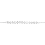 Serling Silver Diamond Heart Slider Bracelet with 13 Round Brilliant Cut Diamonds