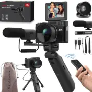4K Vlogging Camera Kit: 48MP, Flip Screen, Tripod, Mic & More!