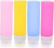 1Set Portable Silicone Shampoo Bottles Travel Lotion Dispensers Squeezable Toiletry Sub Bottles for Creams Body Butters Leak Design