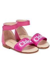 [Chloe Kids] Chloé Kids Baby logo leather and canvas sandals