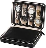 [CFZSALK] Watch Box Watch Holder Watch Display OrganizerTravel Portable Zippered Watch Box 8 Slots Holder Display Storage Organizer Case Watch Case (Color : Black, Size : 24 * 18 * 6cm) KeYJ