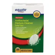 Equate Antibacterial Denture Cleanser Daily Care Mint Flavour, 96 Tablets