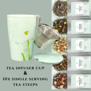 Tea Cup Tea Forte Kati ceramic steeping cup+ infuser basket+lid+loose leaf tea