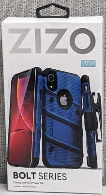 ZIZO Bolt Series Case with Screen Protector Kickstand For iPhone XR- Blue/Black