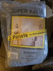 2 Panels Vntg Popcorn Blue Lace Curtain Panels Kmart Super Value USA 40x63 NoS