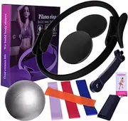 Blelsa Pilates Equipment for Home Workouts Pilates Ring and Set Resistance Bands & More Perfect for Home Pilates Equipment Black