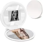 Compact Mirror with UV Camera,3.8 Inch Travel Mirror Makeup,1.2X Magnification and 3-Level Adjustable Brightness,Pocket Sunscreen Testing Mirror,for Handbag Pocket