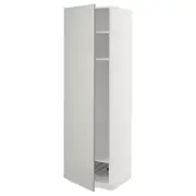 METOD high cabinet w shelves/wire basket, white/Havstorp light grey, 60x60x200 cm