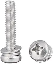 20Set M5×30mm 304 Stainless Steel Cross Small Pan Head Screws Three-Piece Suit, Not Falling Off Flat washers and Spring washers