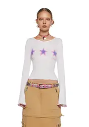 [Dolls Kill] My Lucky Star Thermal Long Sleeve Top (Fairfax)