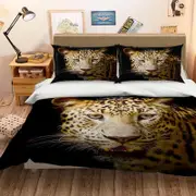 3D Leopard Head 125 Bedding Set Pillowcases Quilt Duvet Cover Set Queen King