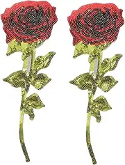 Holibanna 2Pcs Sequin Rose Applique Patches for Clothing DIY Sew Embroidered Patches Creative Costume Decor for Fashionable Outfits and Unique Style