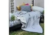 Forget Me Not Block Print Quilt | Vintage Floral Bedspread in 240x260cm Cotton