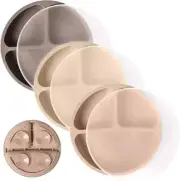 WeeSprout Suction Plates with Lids for Babies Silicone Dinnerware Stays 3 Pack