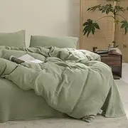 KEAYOO Muslin Bed Linen with a Pillowcase 80 x 80 cm, 100% Cotton, Incredibly Soft (Matcha Green, 135 x 200 cm)
