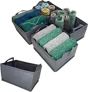 [HAPPYNEST] Storage Box Set of 4 – Perfect Fit for IKEA PAX50 – Sturdy Drawer Organiser – Cupboard Organiser System with Handles – Ideal for Wardrobe, Grey, 6.5 L, Foldable