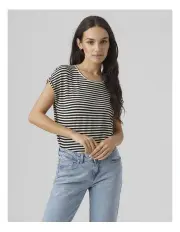 [Vero Moda] Ava Stripe Top in Black/Snow White