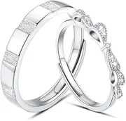 [PARAS KORS] Silver Couples Ring Sets for Men and Women | Eternal Love Original Design | Adjustable Rings set for Him/Her