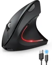 TECKNET Ergonomic Mouse, Rechargeable Vertical Ergo Mouse Wireless Black