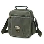 Men's Canvas Crossbody Messenger Bag - Small, Shoulder, Travel, Work Army Green