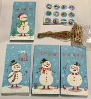 DIY Advent Calendar Kit: 24 Snowman Paper Bags Bag Clips Stickers & Jute Rope