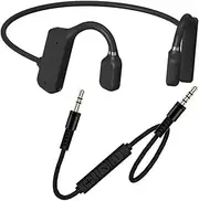 3.5mm Wired Bone Conduction Earphones with Open Ear Microphone Compatible with Mobile Phones, Computers, and Tablets