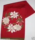 Pier 1 Imports NWT 72" Mixed Materials Poinsettia Table Runner - Red w/ Ivory