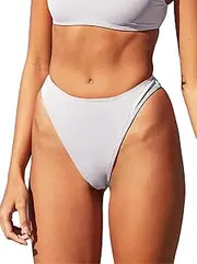 [Mstaad] Women Ruched Back Cheeky Bikini Bottom Brazilian Sexy High Cut Swim Bottom High Rise Bathing Suit Bottom