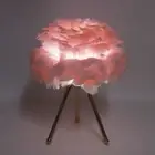 (Light Pink)Feather Table Lamp Adjustable Color Brightness Rechargeable New
