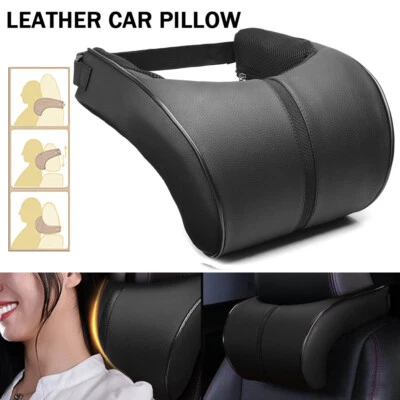 Car Seat Headrest Neck Pillow Leather Memory Foam Head Rest Cushions Neck Pillow