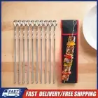 10Pcs Kabob Skewers Stainless Steel Barbecue Flat Skewers Kitchen Accessories