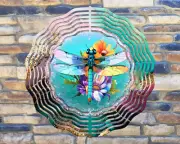 10" Dragonfly Glitter Look Hanging Wind Spinner Yard Decor 3D Kinetic rws-008