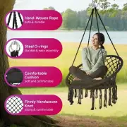 Hammock Chair Macrame Swinging Hanging Chair with Cushion Indoor & Outdoor New