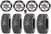 ITP SS212 14" Wheels Machined 26" Bear Claw HTR Tires Honda Foreman Rancher SRA