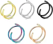 ONESING 5-36 Pcs 20G Double Hoop Nose Ring for Single Piercing Nose Rings Hoops Double Nose Rings for Women Spiral Nose Ring Hoop for Women Nose Piercing Jewelry